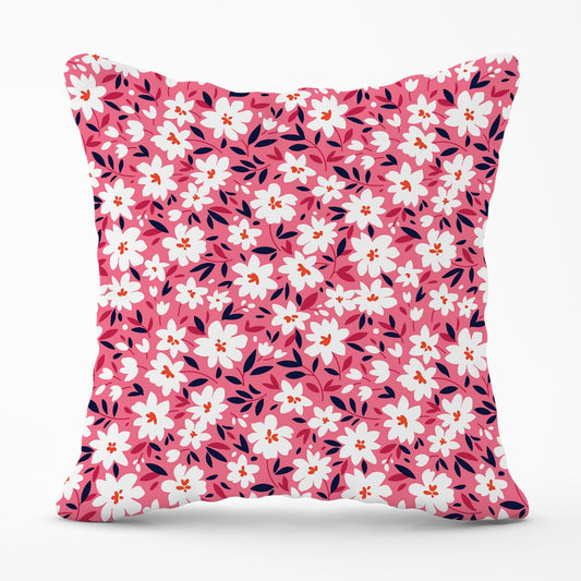 Small Cute White Flower Pattern Outdoor Cushion