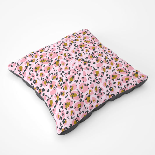 Hand Drawn Pink Leopard Print Floor Cushion