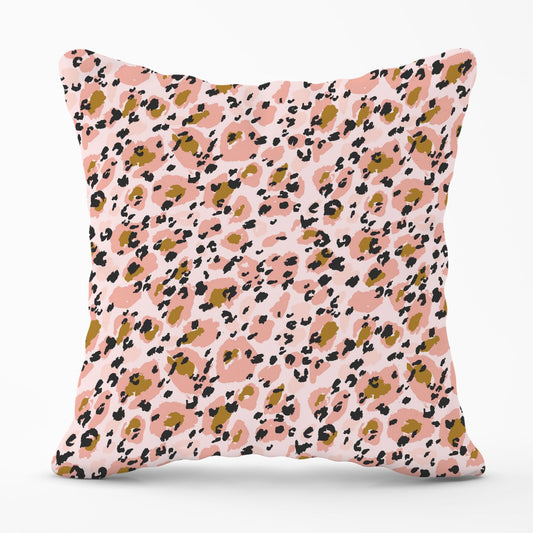 Hand Drawn Pink Leopard Print Outdoor Cushion