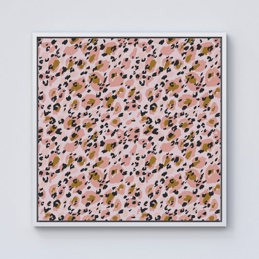 Hand Drawn Pink Leopard Print Framed Canvas