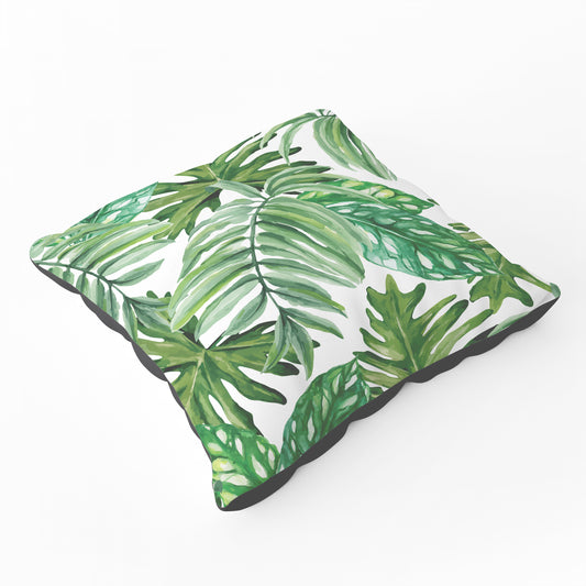 Exotic Rainforest Leaves Floor Cushion