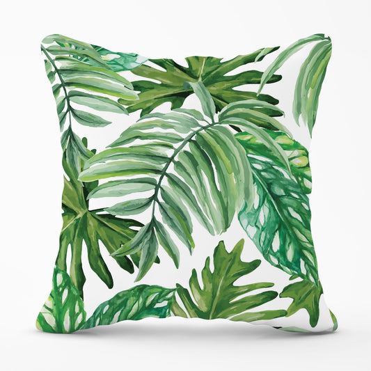 Exotic Rainforest Leaves Outdoor Cushion