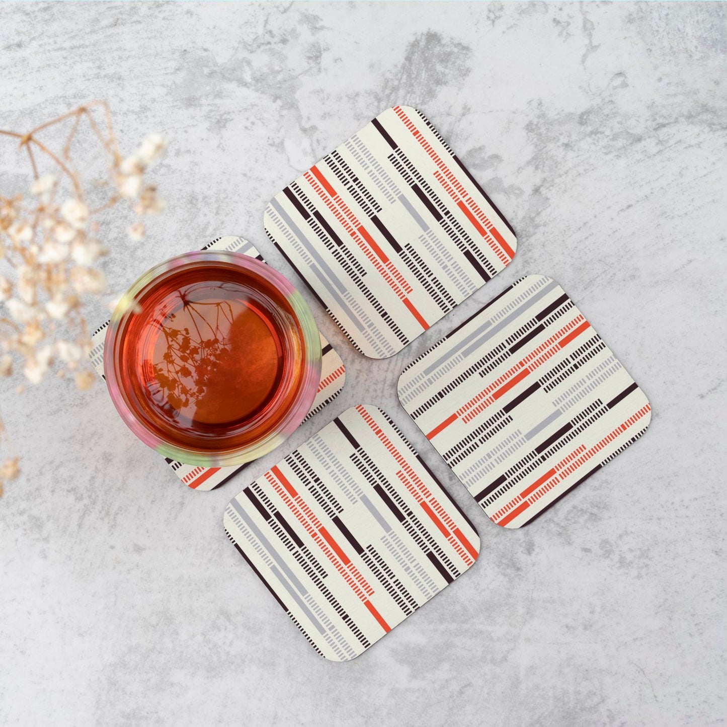 Dashed Stroke Pattern Coasters