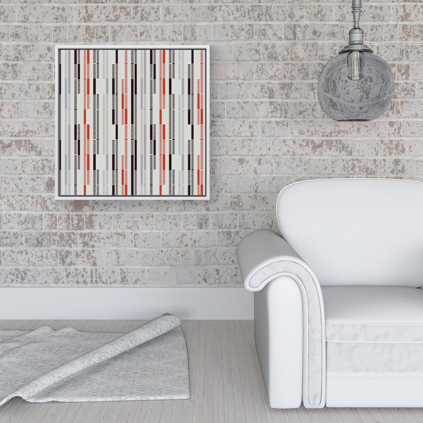 Dashed Stroke Pattern Framed Canvas