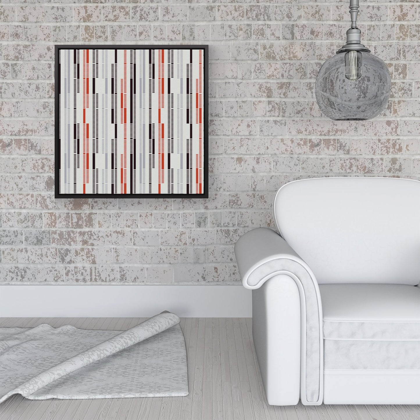 Dashed Stroke Pattern Framed Canvas