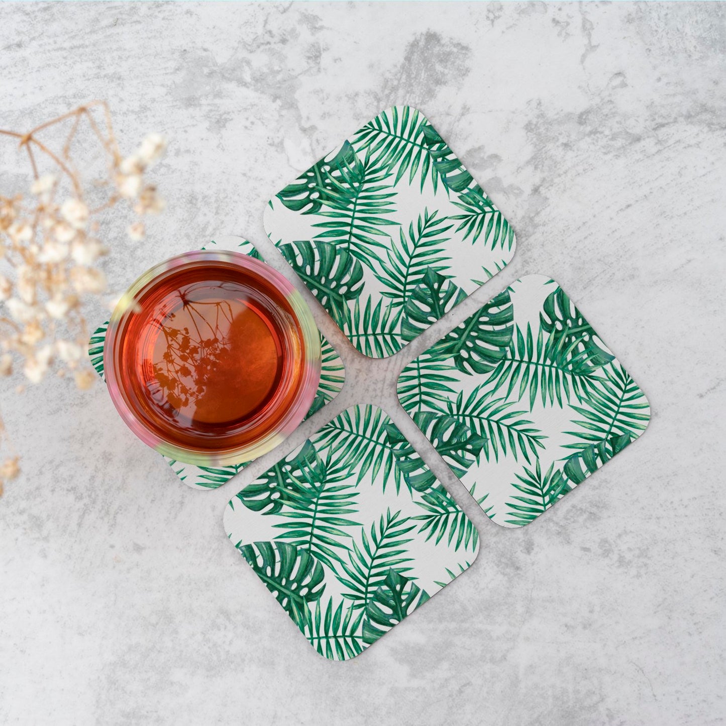 Watercolour Tropical Leaves Coasters