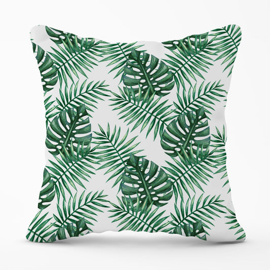 Watercolour Tropical Leaves Outdoor Cushion