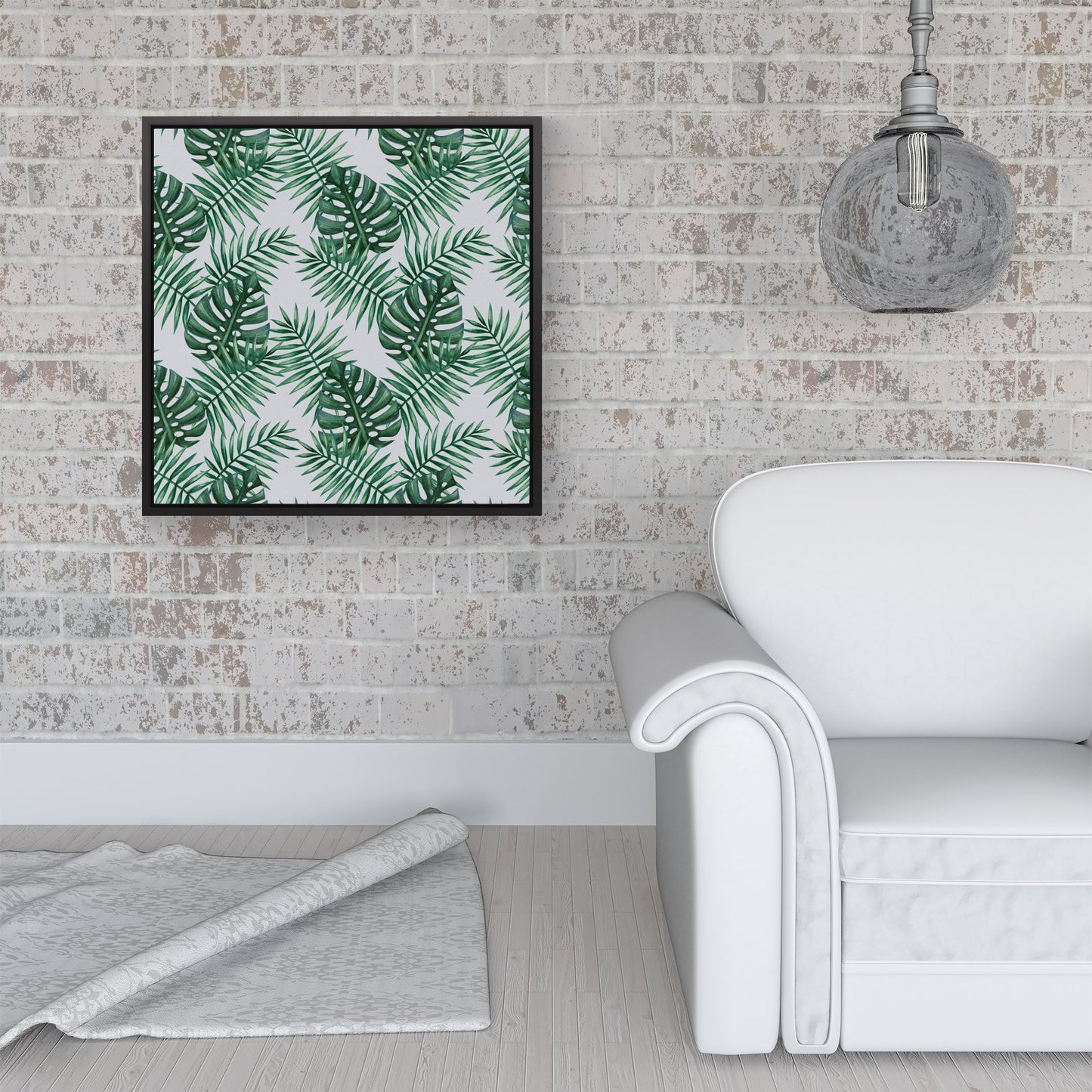 Watercolour Tropical Leaves Framed Canvas