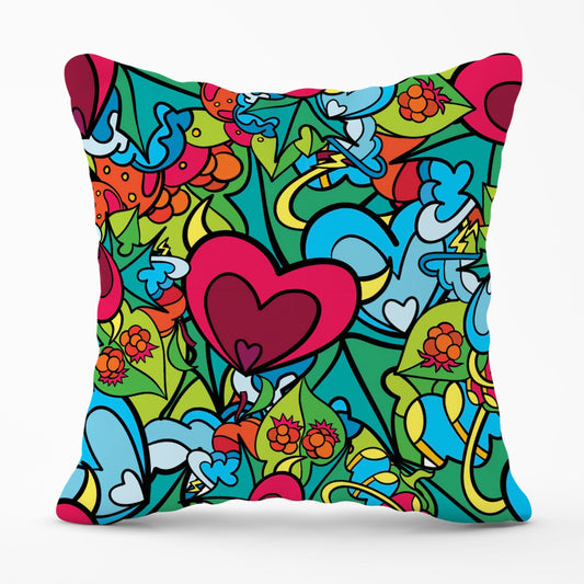 Hippie Psychedelic Pattern Outdoor Cushion