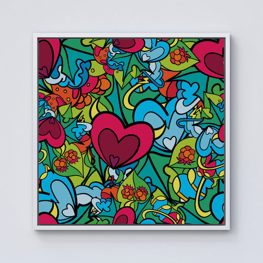 Hippie Psychedelic Pattern Framed Canvas