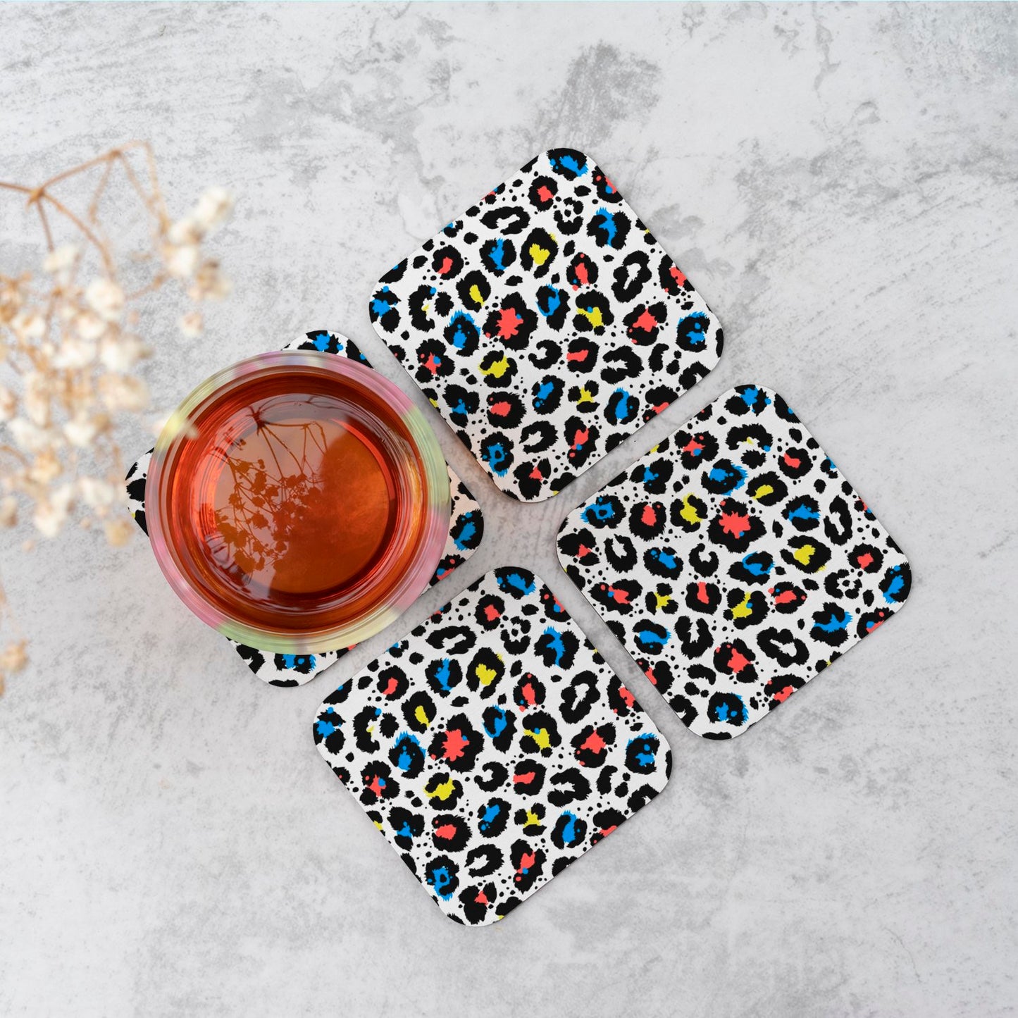 Coloured Leopard Print Coasters