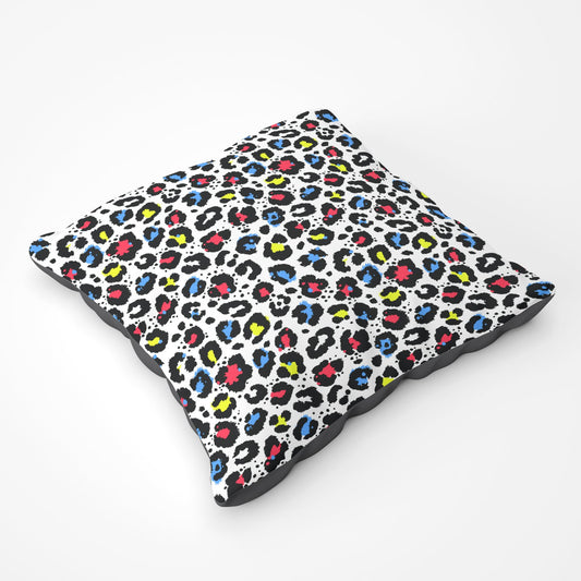 Coloured Leopard Print Floor Cushion