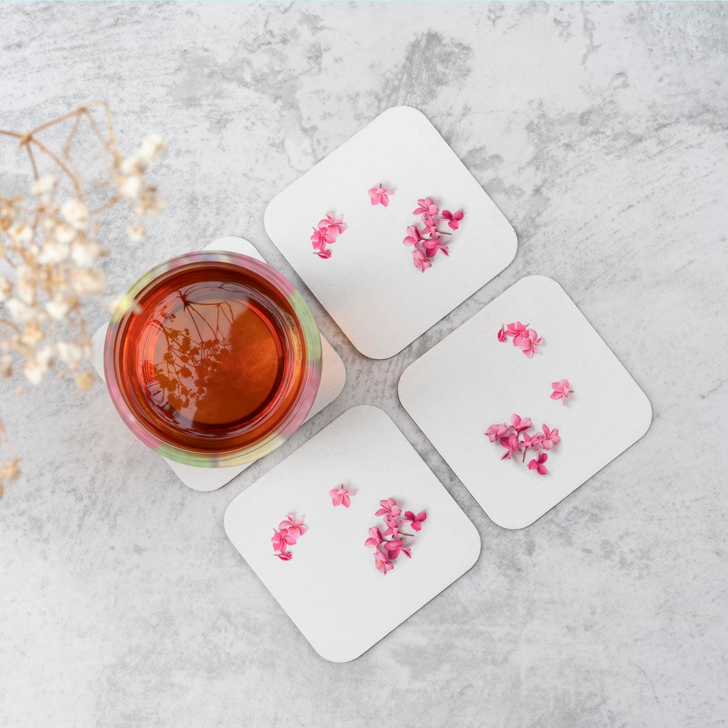 Pink Frangipani Flowers Coasters