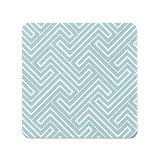 Blue And White Geometric Pattern Coasters