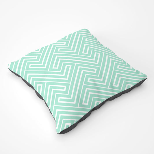 Blue And White Geometric Pattern Floor Cushion