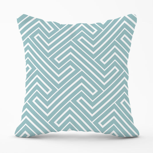 Blue And White Geometric Pattern Outdoor Cushion