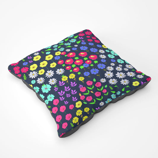 Multicoloured Flower Pattern Floor Cushion