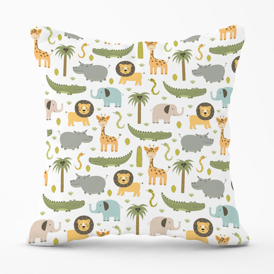 Cute Safari Animals Outdoor Cushion