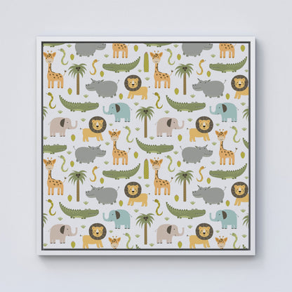 Cute Safari Animals Framed Canvas