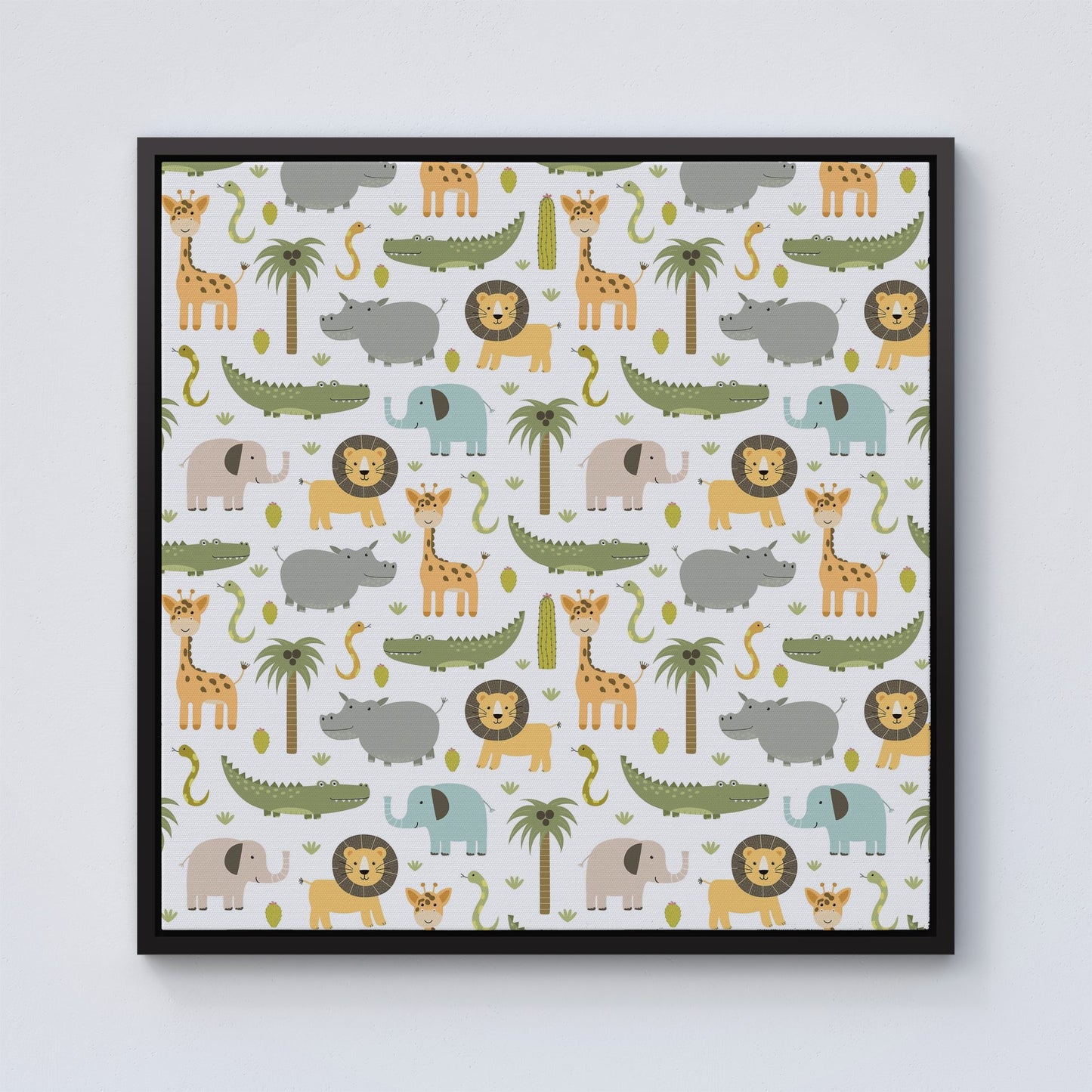 Cute Safari Animals Framed Canvas