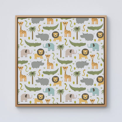 Cute Safari Animals Framed Canvas