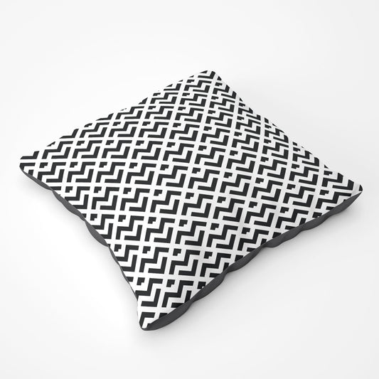 Black And White Abstract Pattern Floor Cushion