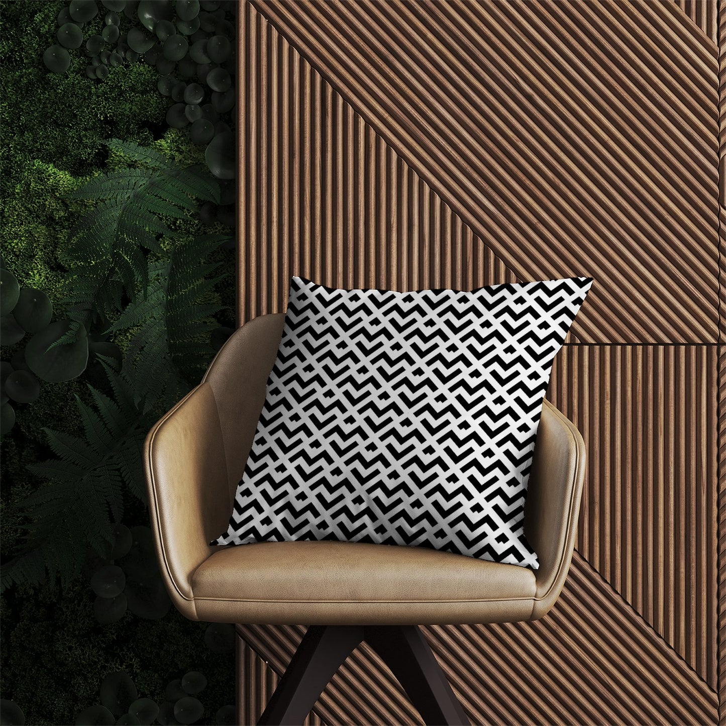 Black And White Abstract Pattern Outdoor Cushion