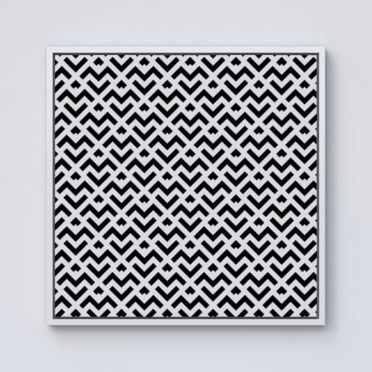 Black And White Abstract Pattern Framed Canvas