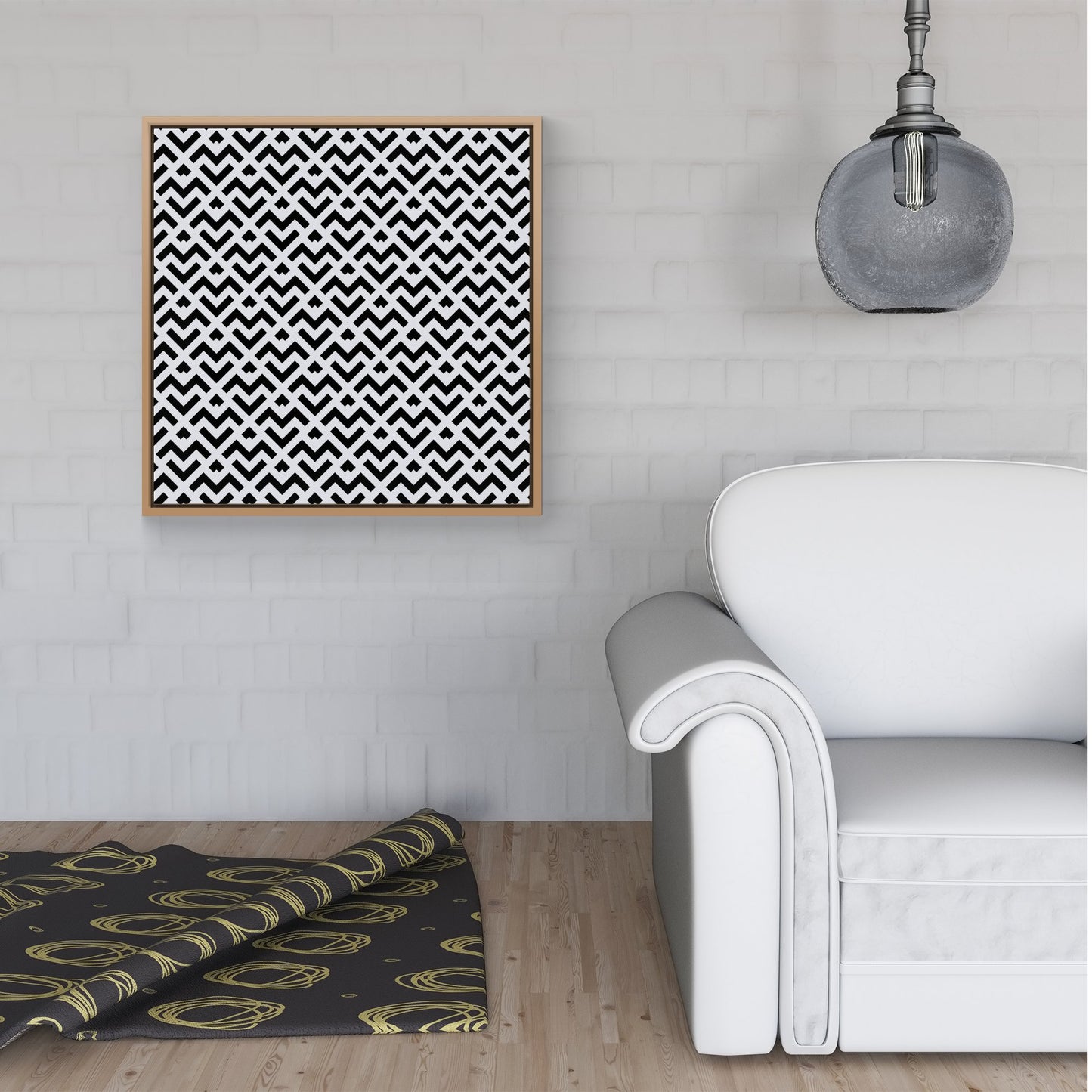 Black And White Abstract Pattern Framed Canvas