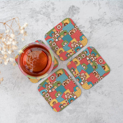 Hand Drawn Sleeping Doodle Faces Coasters