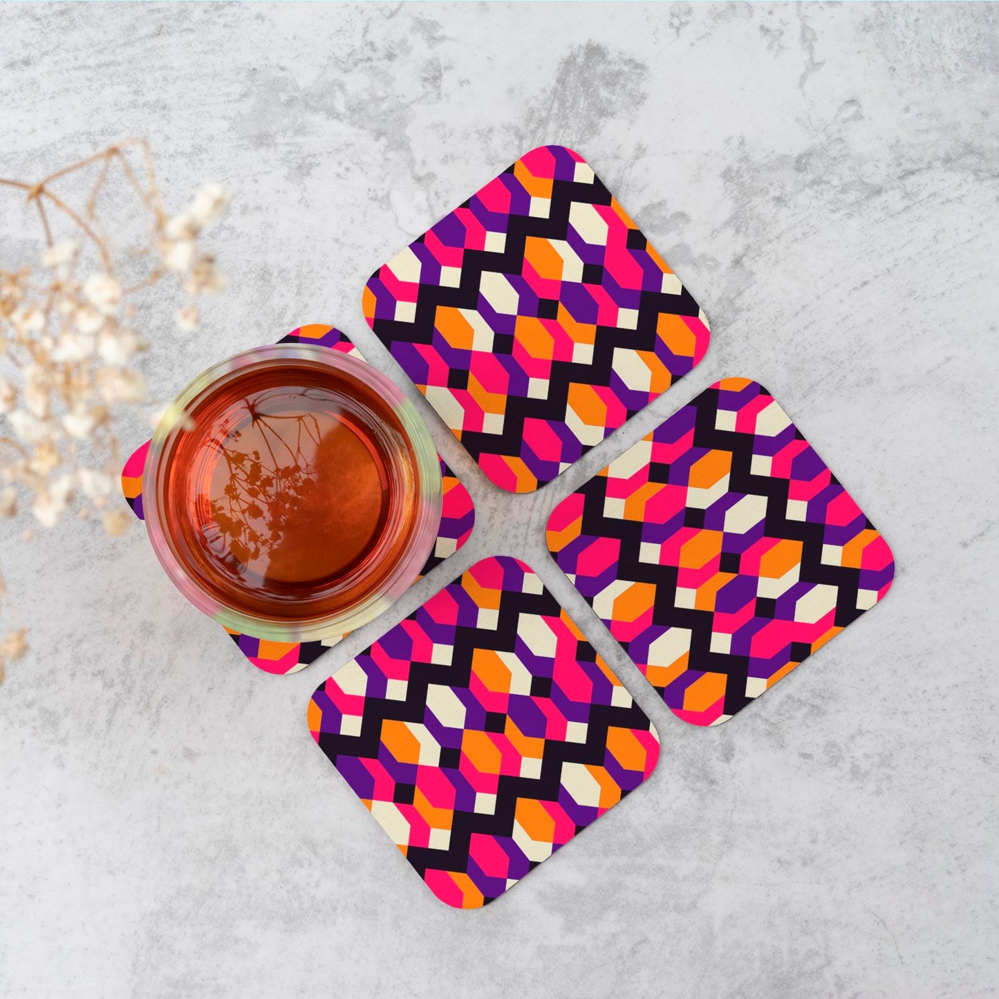 Coloured Abstract Pattern Coasters