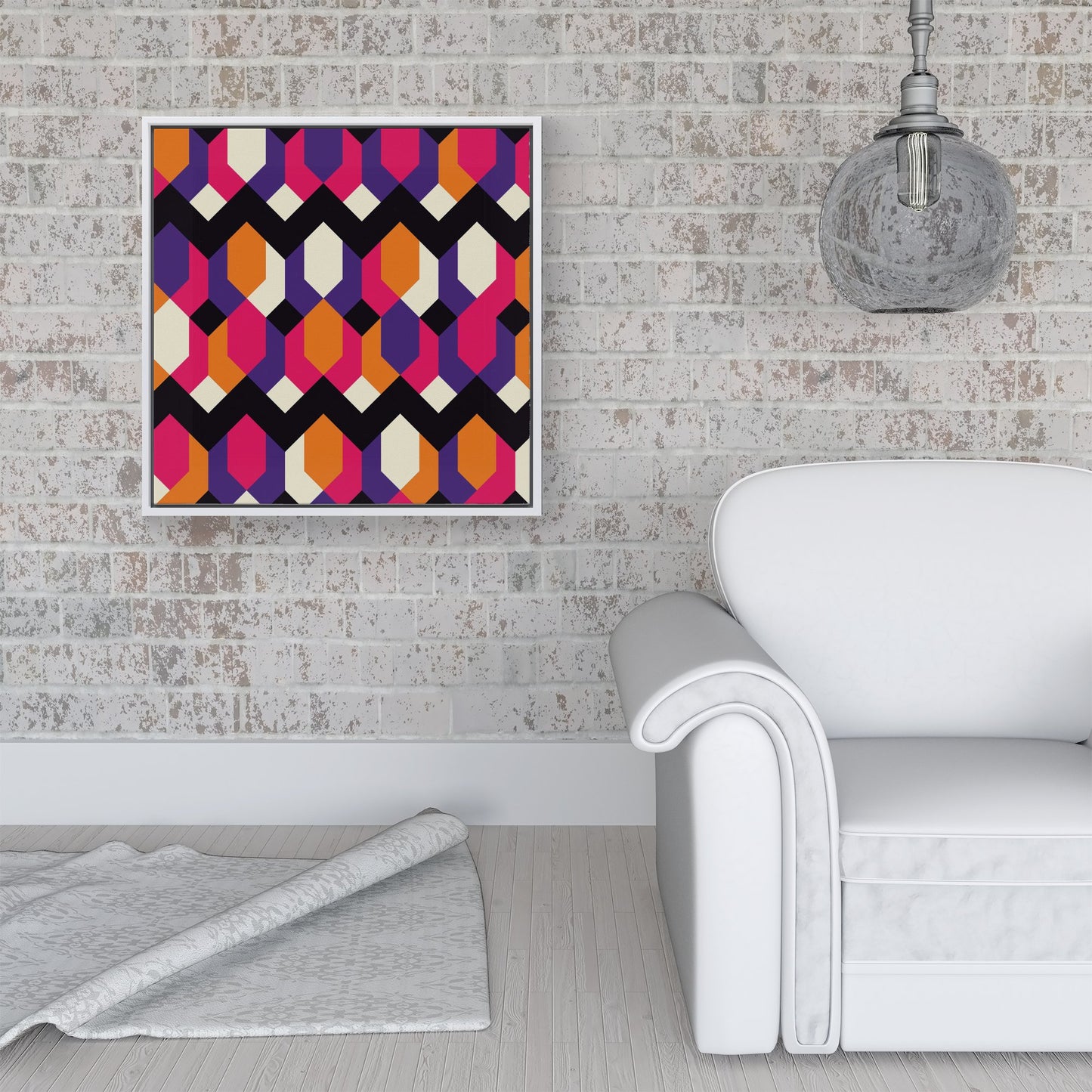 Coloured Abstract Pattern Framed Canvas