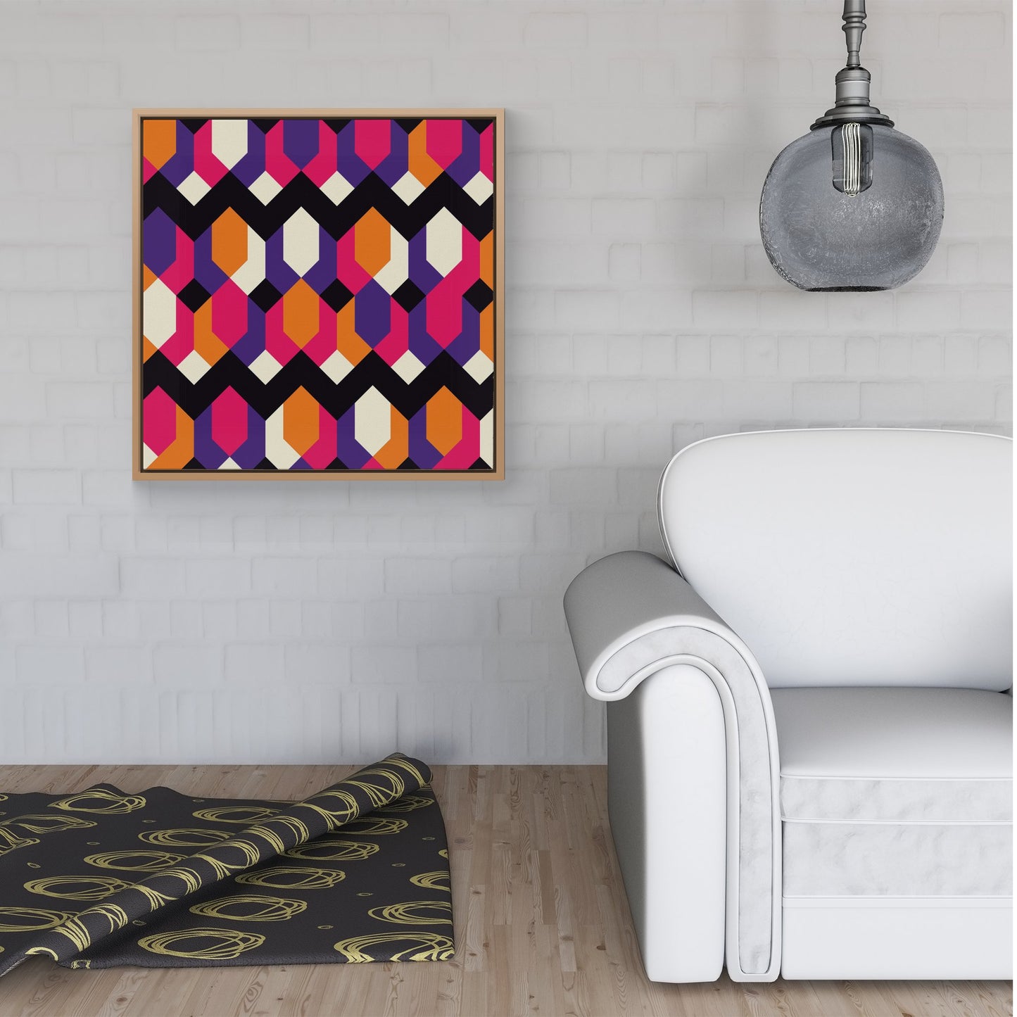 Coloured Abstract Pattern Framed Canvas