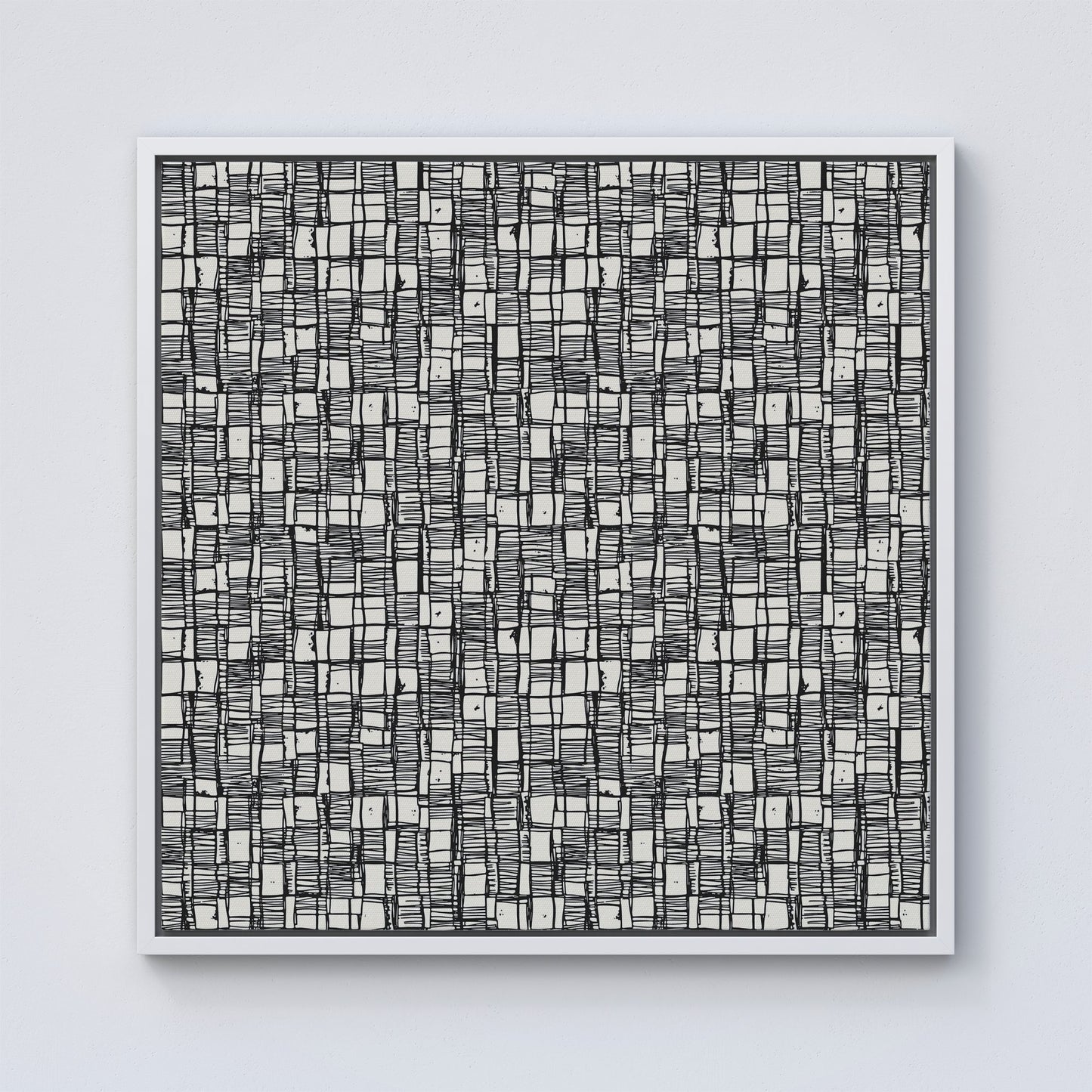 Irregular Sketched Block Textured Framed Canvas