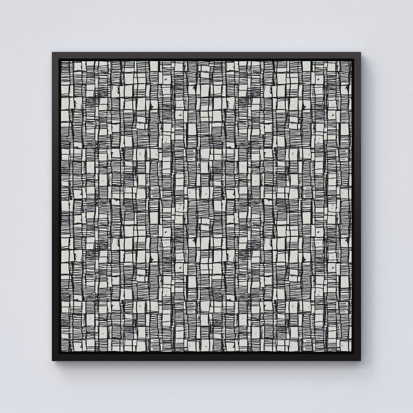 Irregular Sketched Block Textured Framed Canvas