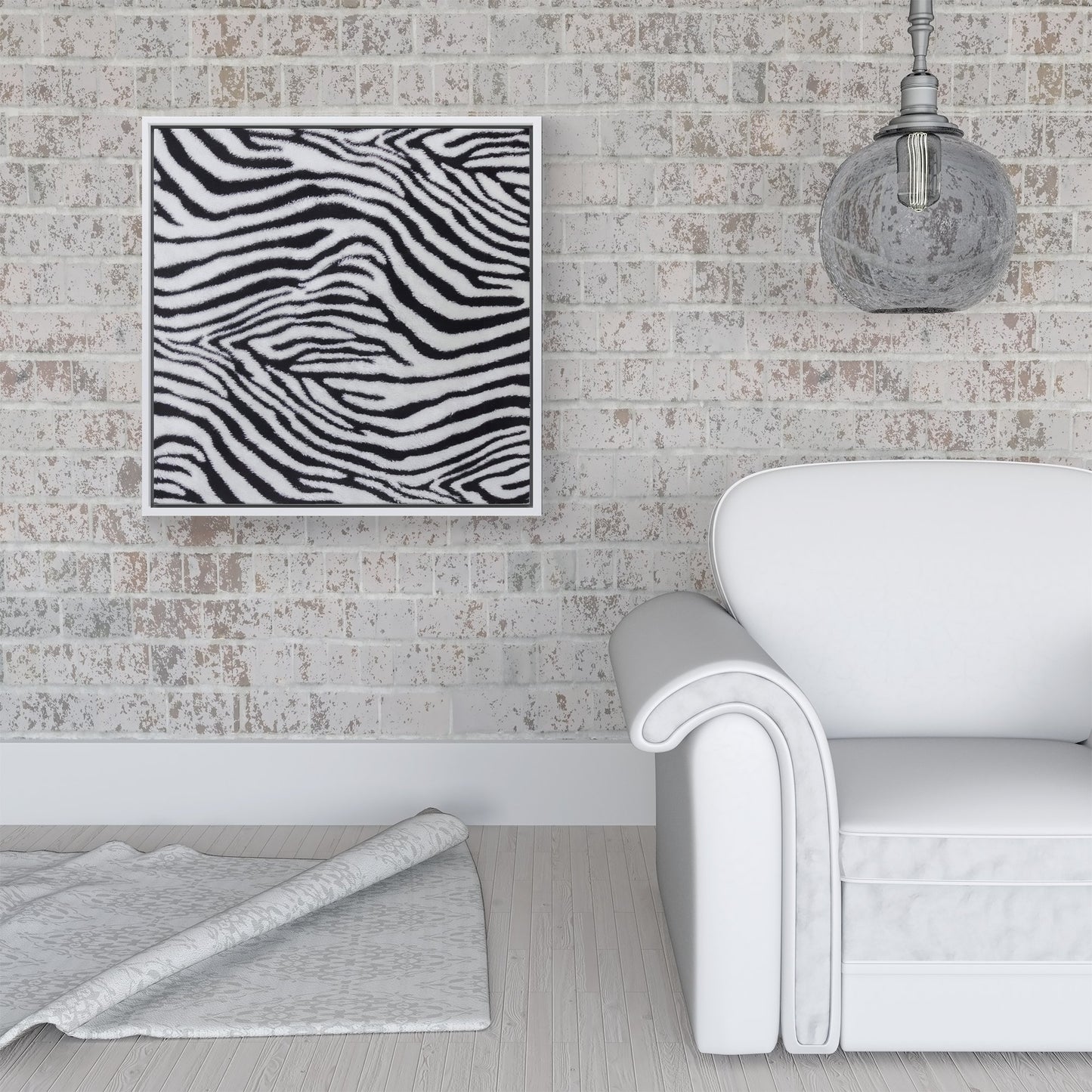 Zebra Texture Pattern Framed Canvas