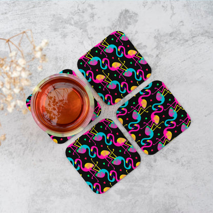 Vivid Flamingo Pattern Coasters