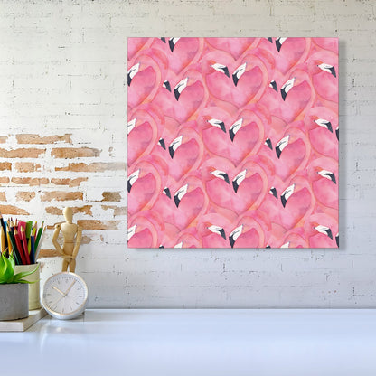 Watercolour Flamingo Hearts Canvas