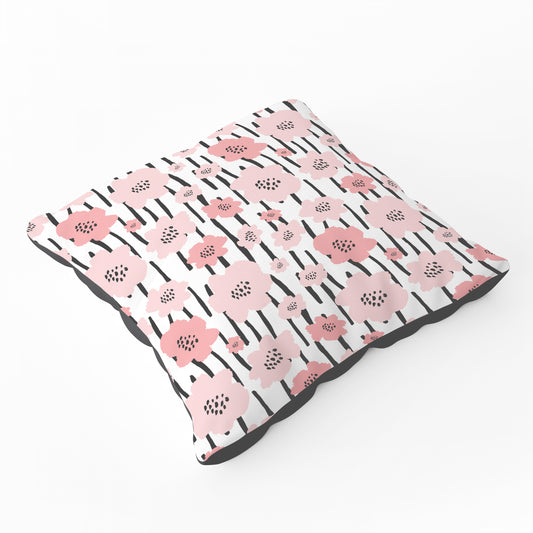 Pastel Pink Flowers Floor Cushion