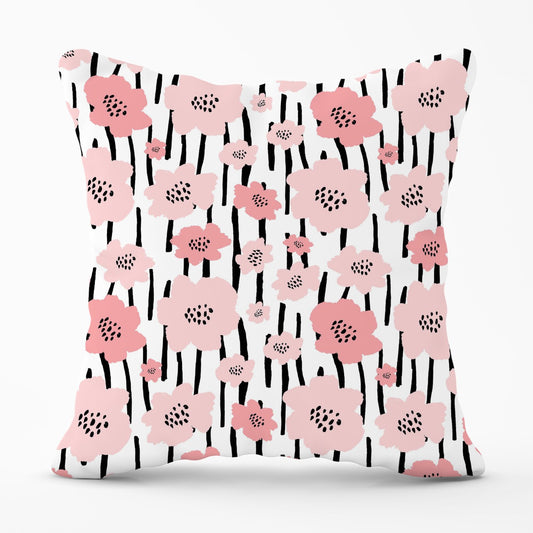 Pastel Pink Flowers Outdoor Cushion