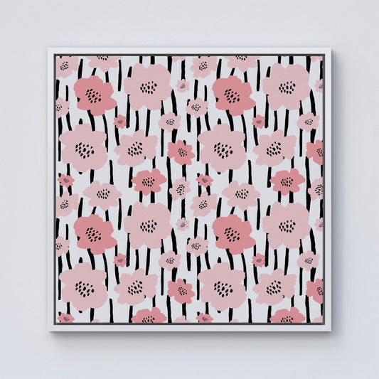 Pastel Pink Flowers Framed Canvas