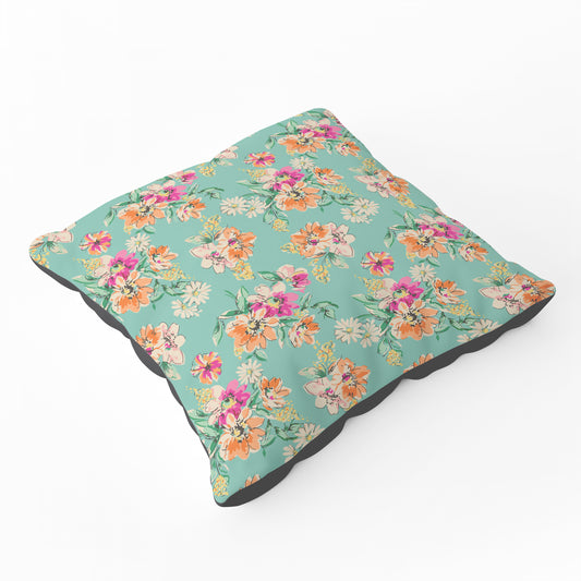 Bright Flower Sketch Floor Cushion