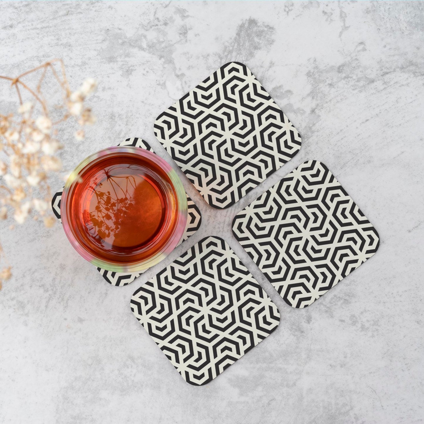 Hexagonal Geometric Pattern Coasters