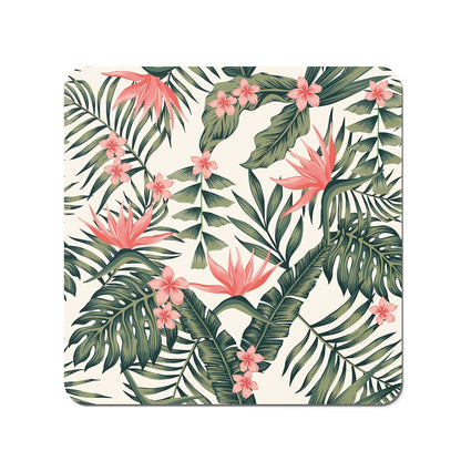 Dark Tropical Green Leaves Coasters