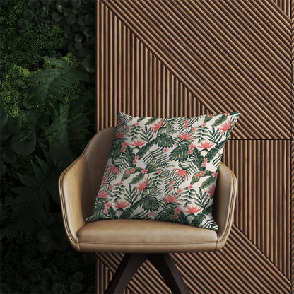 Dark Tropical Green Leaves Outdoor Cushion