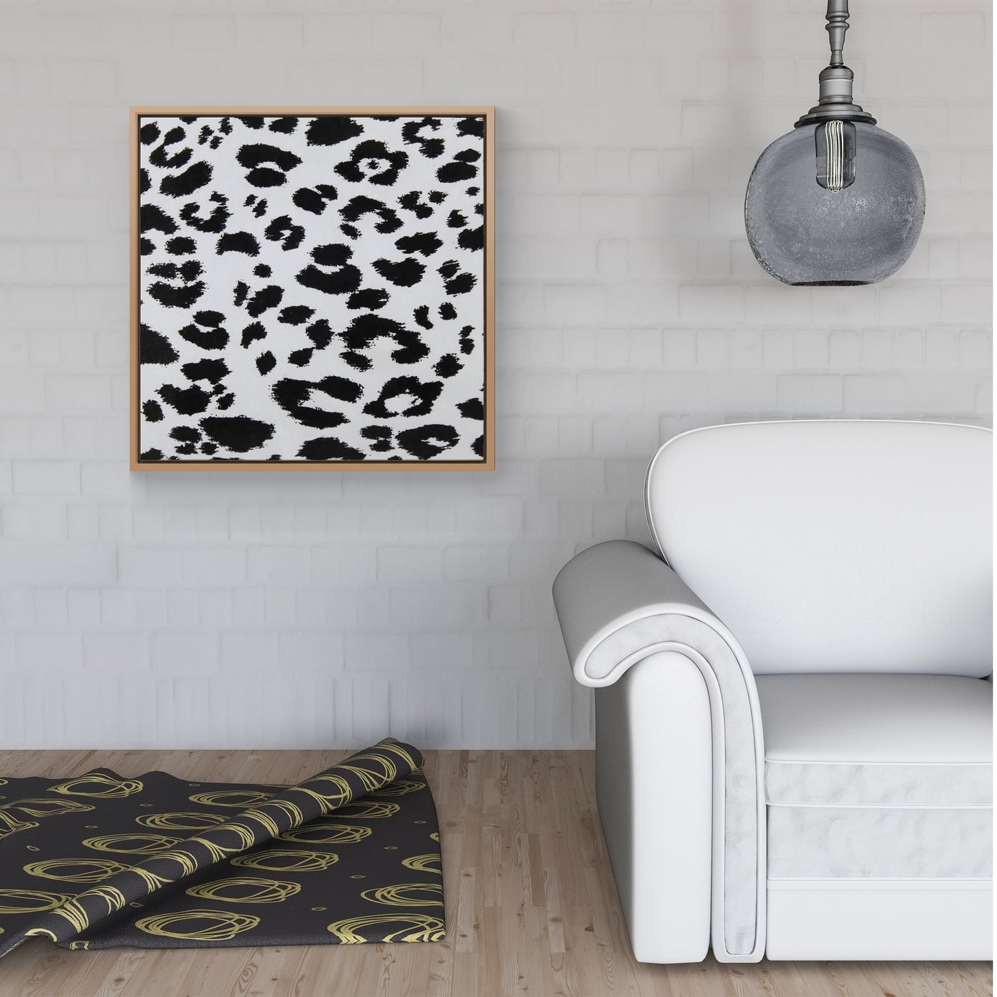 Black Leopard Print Framed Canvas