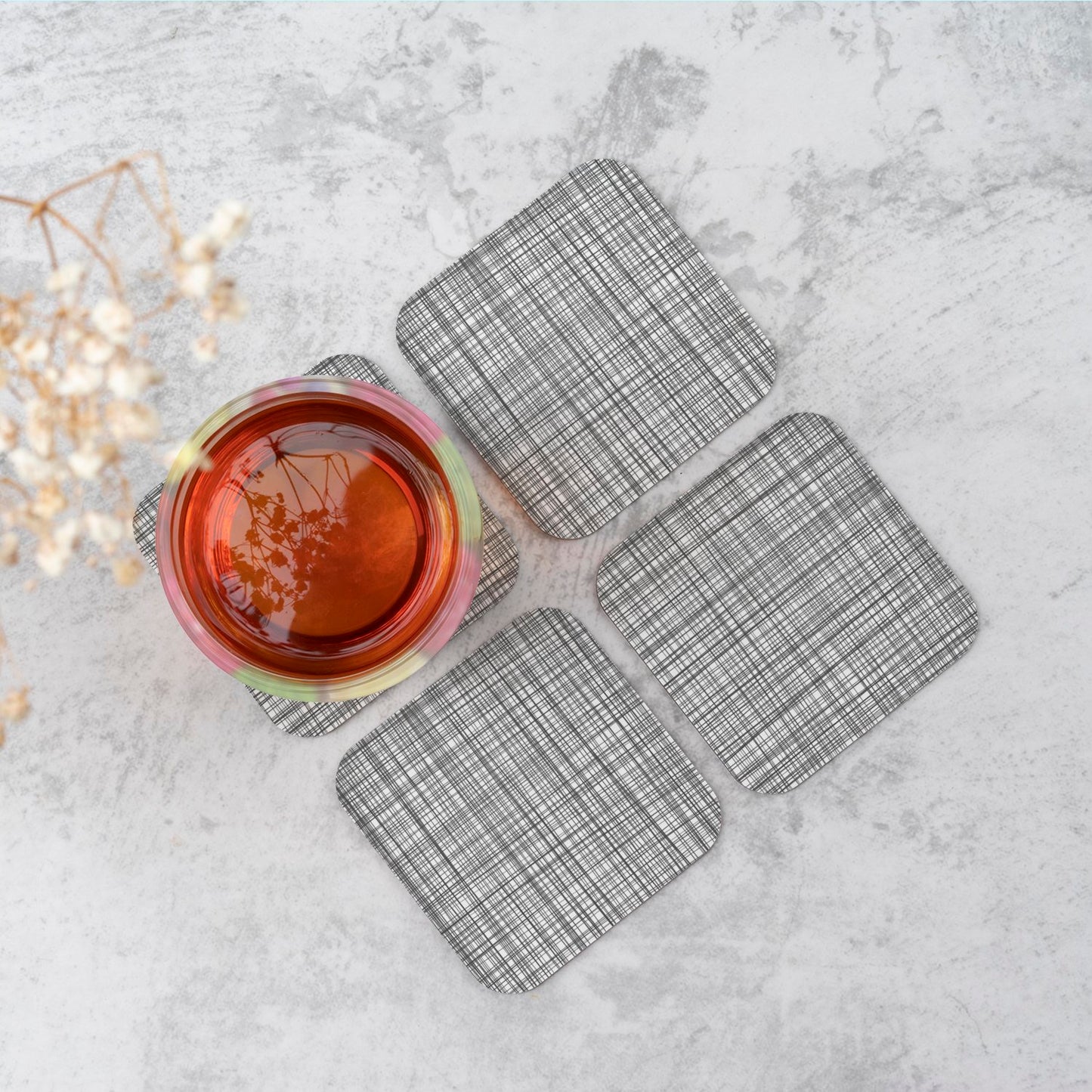 Monochrome Pencil Scribble Coasters