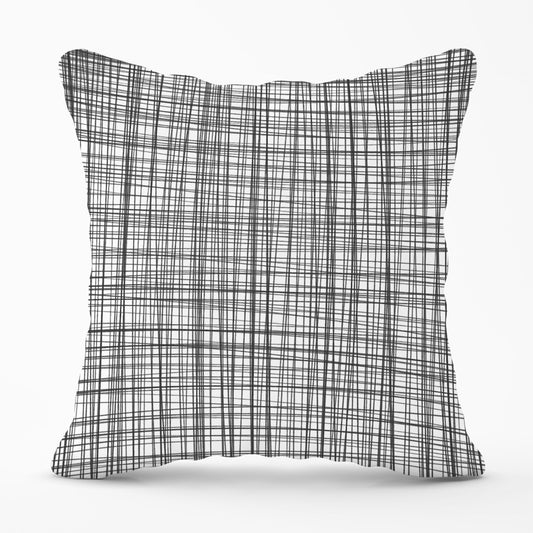 Monochrome Pencil Scribble Outdoor Cushion