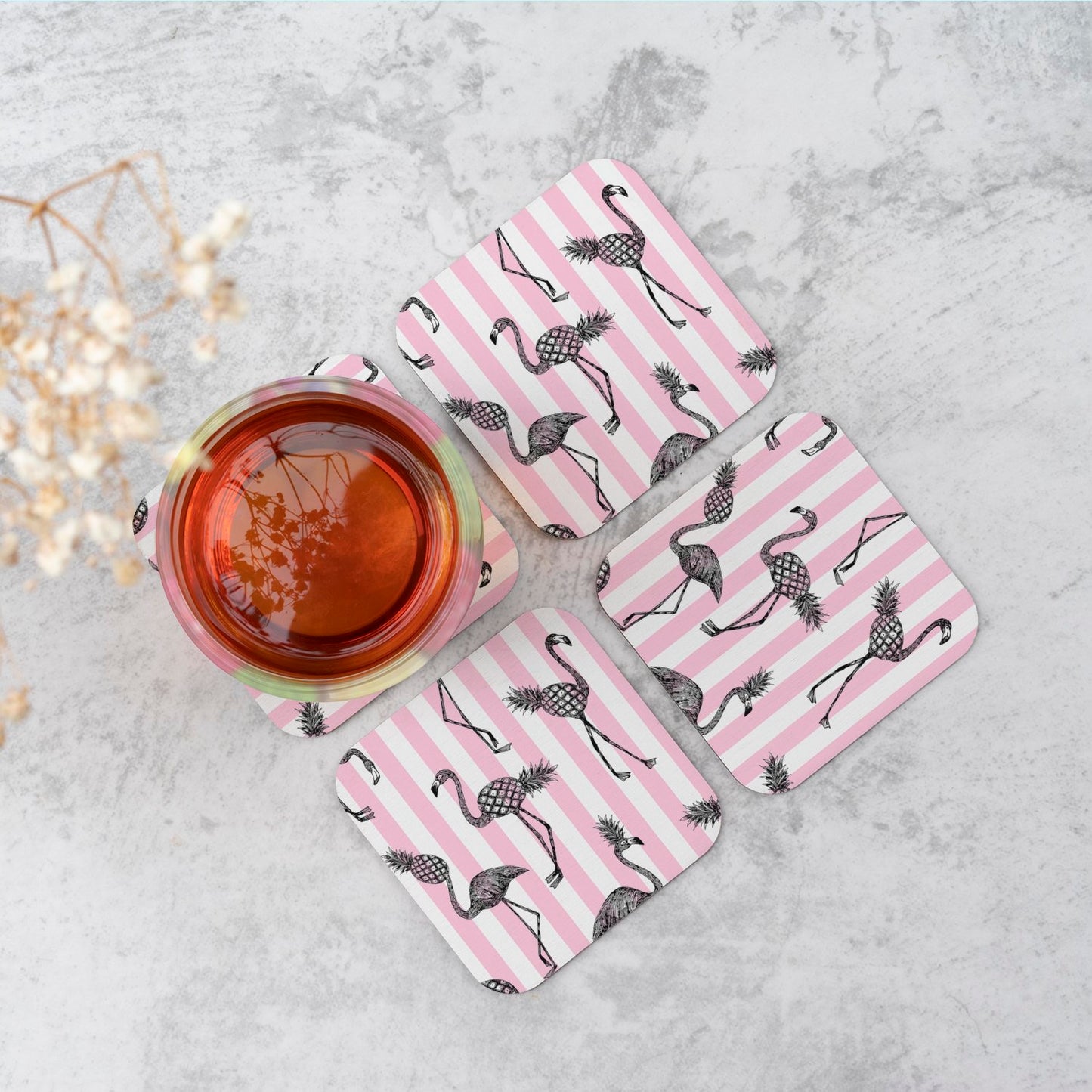 Pineapple Flamingo Coasters