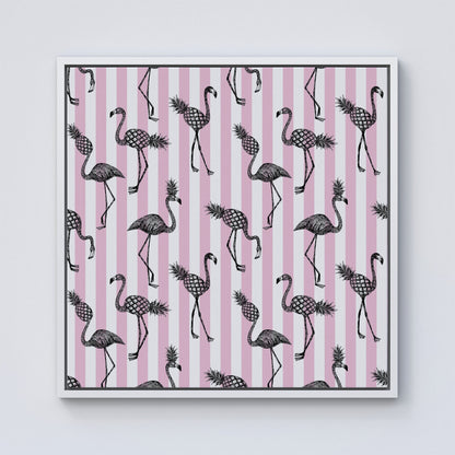 Pineapple Flamingo Framed Canvas